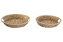 DKD Home Decor Set de 2 Bandejas de Jacinto de Agua y Madera Natural