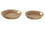 DKD Home Decor Set de 2 Bandejas de Jacinto de Agua y Madera Natural