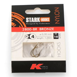 Kali Anzuelo 2800-br bronce montado recto, tamaño nº 4, 10 uds