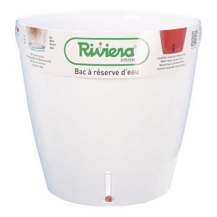 Riviera Eva Nueva maceta redonda de plástico Blanco 46 cm 49 L