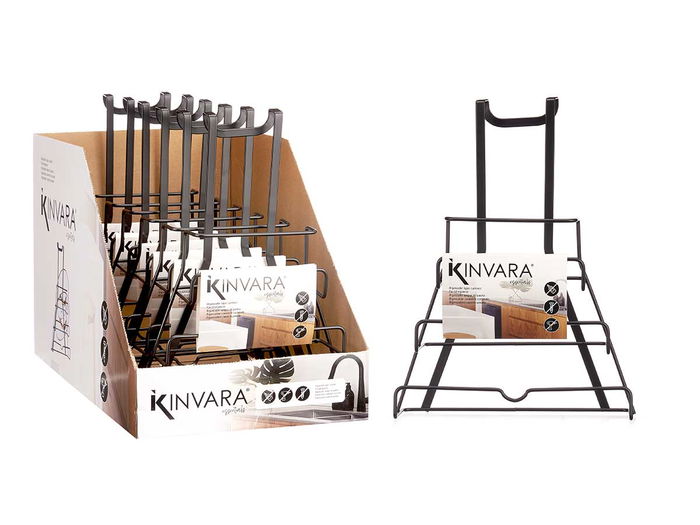 Kinvara Soporte Negro Metal Percha Tapas Sarten 27x35.5x9 cm (Set de 6)