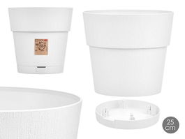 Stefanplast Maceta Plastico Blanca 25 cm con Reserva de Agua 7,5 L 100% Plástico Reciclado (Set de 6)
