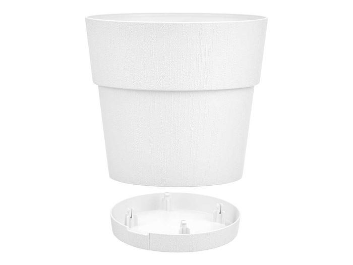Stefanplast Maceta Plastico Blanca 25 cm con Reserva de Agua 7,5 L 100% Plástico Reciclado (Set de 6)