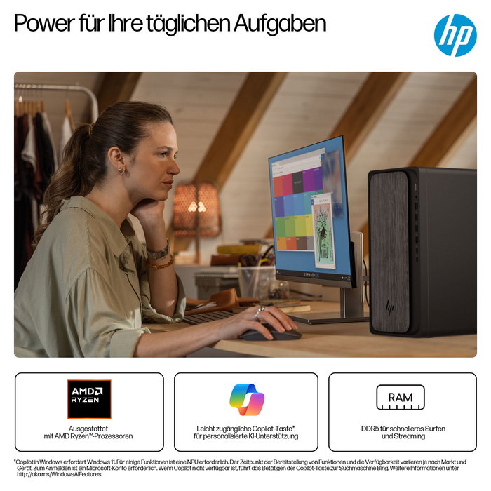 HP OmniDesk M02-0053ng AMD Ryzen 5 8500G, 16GB RAM, 512GB SSD, Windows 11 Home