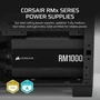 Corsair CP-9020271-EU Fuente de Alimentación 1000W RM1000x Modular ATX 3.1 PCIe 5.1 Cybenetics Gold Ventilador 140mm Silencioso Zero RPM