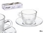 Vivalto Taza de Vidrio para Café 85 ml con Plato Transparente 11x5.5x11 cm (Set de 24)