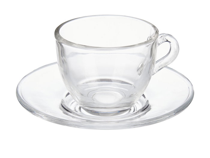 Vivalto Taza de Vidrio para Café 85 ml con Plato Transparente 11x5.5x11 cm (Set de 24)