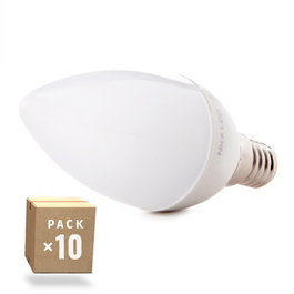 Pack 10 Lámparas LED Vela E14 5W 410Lm Blanco Frío