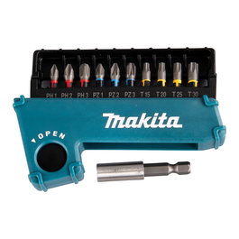 Makita E-03567 Set de Puntas de Torsión 11 Piezas PH, PZ, T15, T20, T25, T30, 1/4, 98 mm