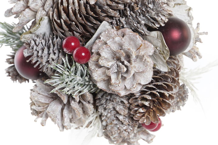 DKD Home Decor Bola Decoración Navidad Alpina Blanco Rojo 14 x 14 x 14 cm (6 Unidades)