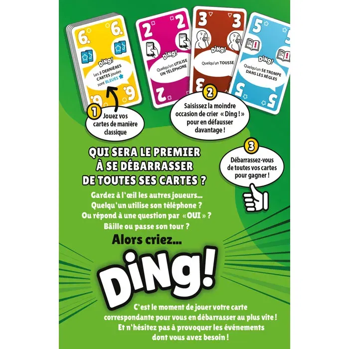 Asmodee DON'T PANIC GAMES Juego de Cartas para Fiestas ¡DING! - 2 a 7 Jugadores, a partir de 8 años, Divertido y Rápido - Juegos Expres - Versión en Francés Asmodee DON'T PANIC GAMES Juego de Cartas para Fiestas ¡DING! - 2 a 7 Jugadores, a partir de 8 años, Divertido y Rápido - Juegos Expres - Versión en Francés