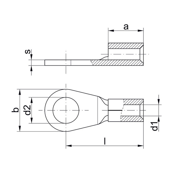 Klauke 166012 Anilla de tubo recta de cobre estañado 150 mm²