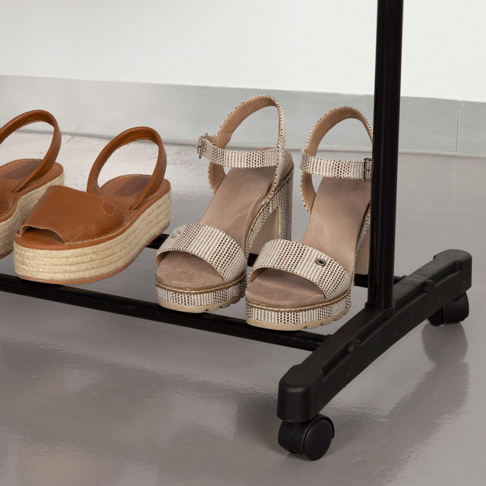 Max Home Burro ropa doble con ruedas y zapatero 75x40x157 cm