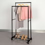 Max Home Burro ropa doble con ruedas y zapatero 75x40x157 cm