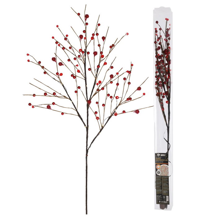 GSC Evolution Rama decorativa LED de bayas rojas 0,8M Luz cálida GSC Evolution Rama decorativa LED de bayas rojas 0,8M Luz cálida