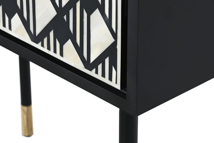 DKD Home Decor Armario Moderno Blanco Negro 180x75x40 cm 2 Puertas Madera MDF