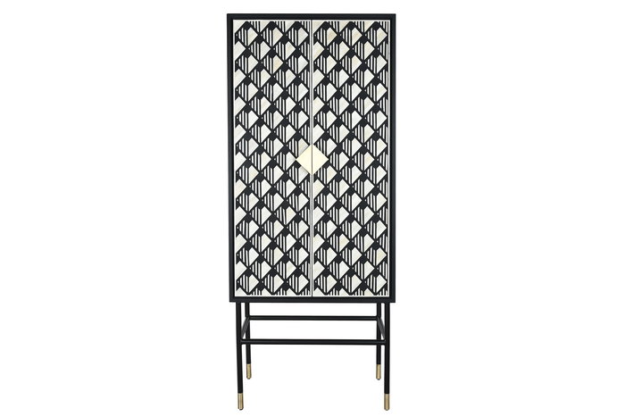 DKD Home Decor Armario Moderno Blanco Negro 180x75x40 cm 2 Puertas Madera MDF