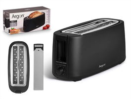 Argon Tostadora Doble Larga Negro 1400W 38x17x14cm Metal y Plástico (Set de 4)