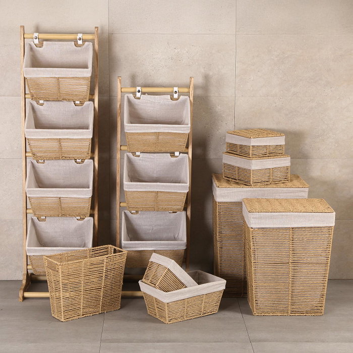 Versa Set de 2 Cestas Zenit sin Tapa Marrón de Alga, 22x15 cm - Organización y Decoración para el Hogar (2 Unidades)