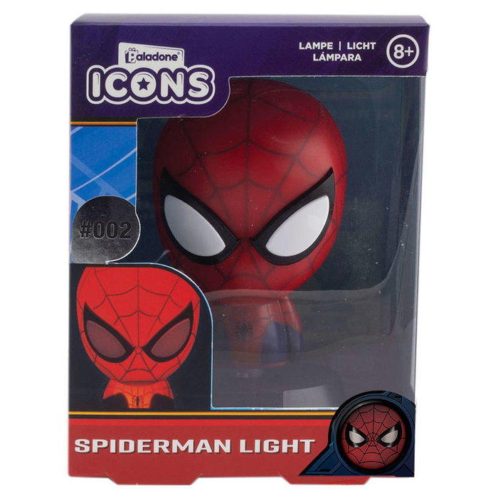 Paladone Lámpara Icons Spider-Man de Marvel, Figura Decorativa con Luz, Tamaño 10 cm, Requiere 2 Pilas AA (no Incluidas)