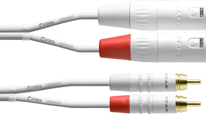 Cordial Cable de Audio Doble XLR/RCA Macho 3 Metros Blanco