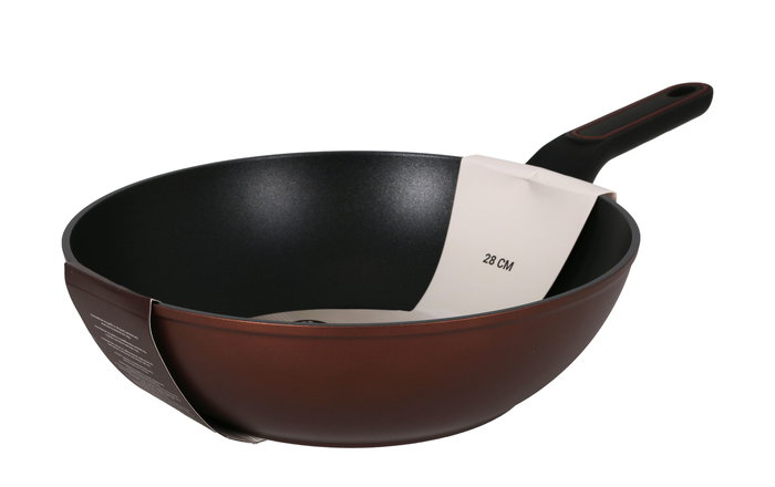 Quttin Wok 28 cm de Aluminio Forjado con Mango Soft, Color Sahara (6 Unidades)