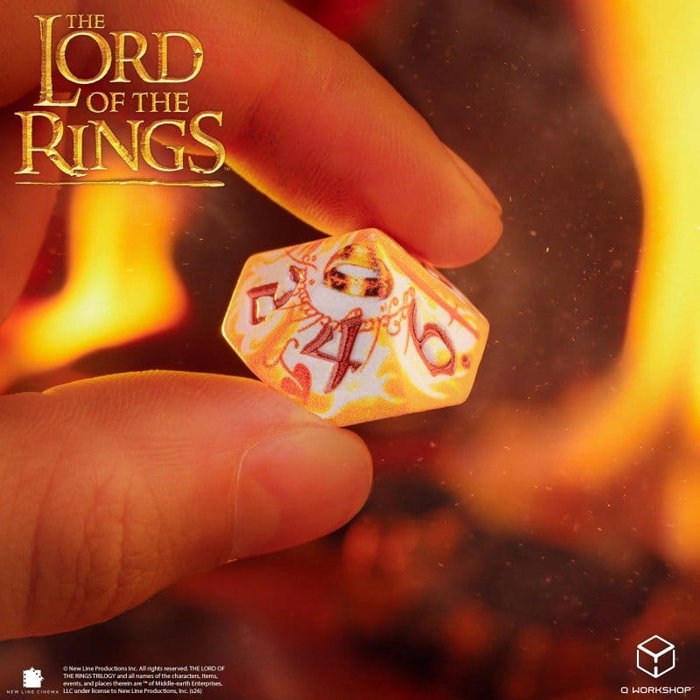 Q Workshop El Señor de los Anillos Full Art Set de 7 Dados Portadores del Anillo Whitefire Radiance