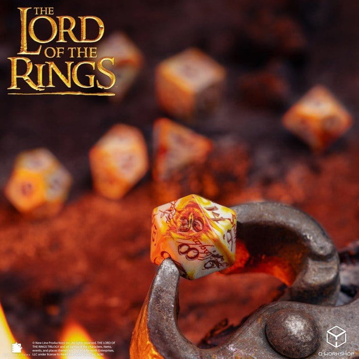 Q Workshop El Señor de los Anillos Full Art Set de 7 Dados Portadores del Anillo Whitefire Radiance