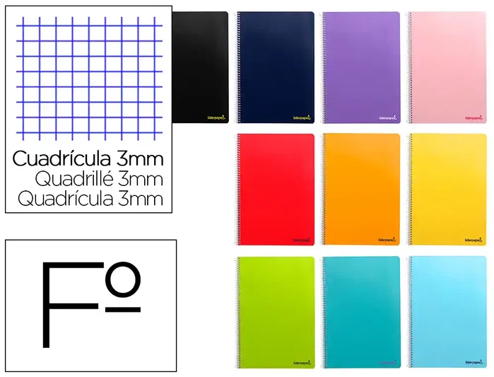 Liderpapel Cuaderno Espiral Smart Folio 80 Hojas Cuadro 3mm con Margen Colores Surtidos Liderpapel Cuaderno Espiral Smart Folio 80 Hojas Cuadro 3mm con Margen Colores Surtidos