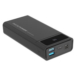 RealPower PB-20k PD - Batería Externa 20000 mAh, 18W, 2xUSB-A, 2xUSB-C, Lightning, Micro-USB - Negro