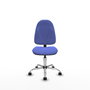Silla de oficina Algarra con mecanismo Contacto permanente básico tapizada con Tela color Azul claro. Equipada con Base cromada, Sin brazos y Ruedas de nailon 50 mm