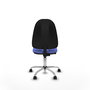Silla de oficina Algarra con mecanismo Contacto permanente básico tapizada con Tela color Azul claro. Equipada con Base cromada, Sin brazos y Ruedas de nailon 50 mm
