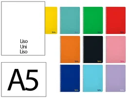 Liderpapel Cuaderno espiral A5 tapa blanda 80 hojas 75gr liso colores surtidos