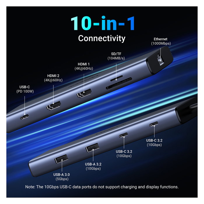 UGREEN Hub USB-C REVODOK PRO 10 10 en 1 Gris