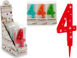 Arte Regal Vela Cumpleaños Números Grande 4 Surtidos Colores 1x8x17 cm (Set de 36)