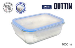 Inde Fiambrera Rectangular Hermética 20.5 x 15.3 cm 1L con Escurridor (6 Unidades)