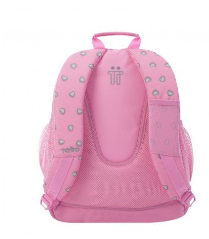 Totto Mochila Infantil Rosado Corazones MA04ECO029-2120N-7IU con Neceser y Bolsa, 20 Litros
