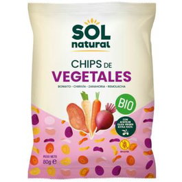 Solnatural Chips de Vegetales con Aceite de Oliva 80g | Snack Vegano, Ecológico (Bio) | Pack 80 Gr