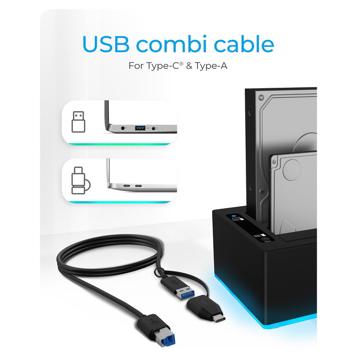 ICY BOX Docking Station IB-127CL-U3 para Discos Duros SATA de 2.5" y 3.5" con USB 3.0