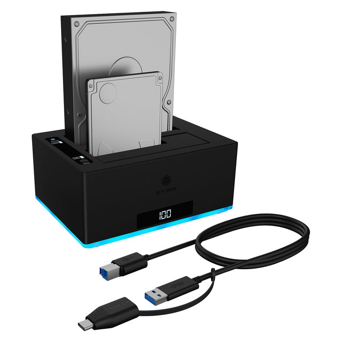 ICY BOX Docking Station IB-127CL-U3 para Discos Duros SATA de 2.5" y 3.5" con USB 3.0