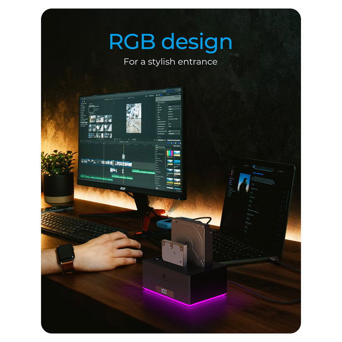 ICY BOX Docking Station IB-127CL-U3 para Discos Duros SATA de 2.5" y 3.5" con USB 3.0