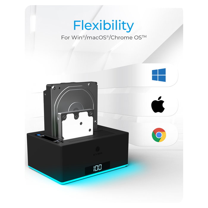 ICY BOX Docking Station IB-127CL-U3 para Discos Duros SATA de 2.5" y 3.5" con USB 3.0
