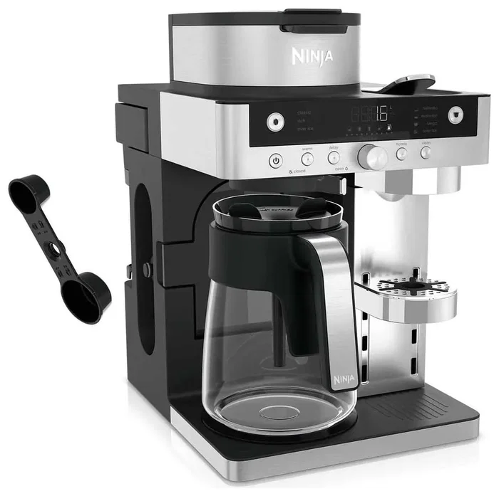 Ninja Prestige CFN802EU Cafetera 2 en 1 Espresso y Cappuccino, 19 Bares, con Espumador de Leche, para Café Molido y Cápsulas Nespresso, Color Plata Ninja Prestige CFN802EU Cafetera 2 en 1 Espresso y Cappuccino, 19 Bares, con Espumador de Leche, para Café Molido y Cápsulas Nespresso, Color Plata
