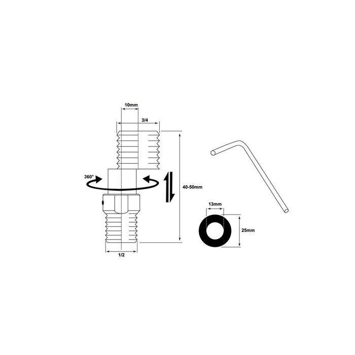 Verhal Kit Excéntricas Extensibles con 2 Excentricas 1/2"-3/4" 10x(40-50mm) y Juntas Ø13-Ø25 mm
