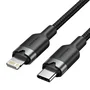 Vention LALBH Cable USB-C a Lightning Macho 2m Negro, 27W, Carga Rápida y Datos 480Mbps, Aluminio Trenzado