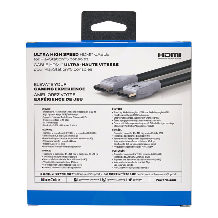 Power A Cable HDMI Ultra Alta Velocidad para PlayStation 5 3 Metros