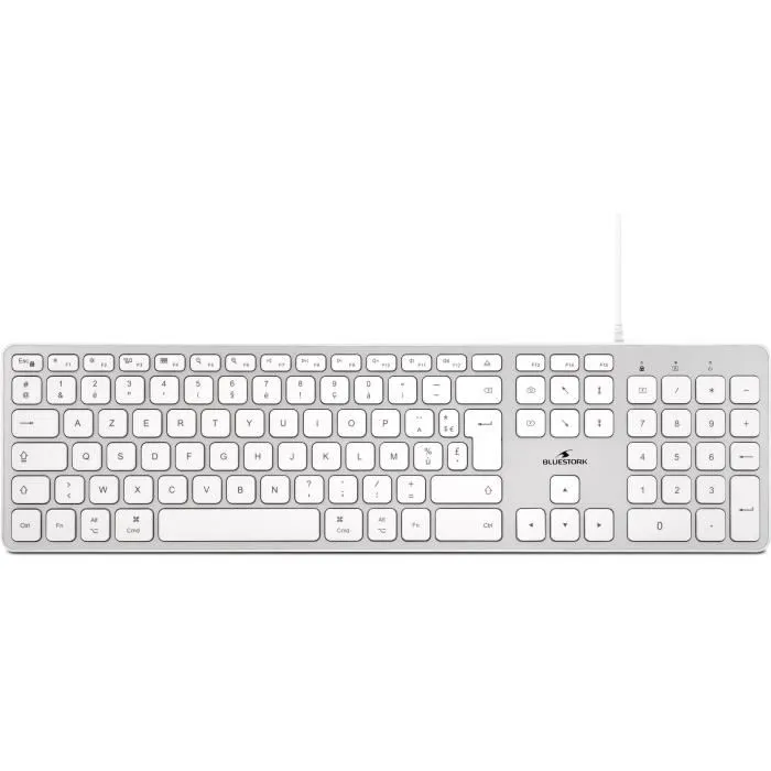 Bluestork Teclado para Mac con Cable, Diseño Francés, 13 Atajos Multimedia, Adaptador USB / USB-C Incluido Bluestork Teclado para Mac con Cable, Diseño Francés, 13 Atajos Multimedia, Adaptador USB / USB-C Incluido