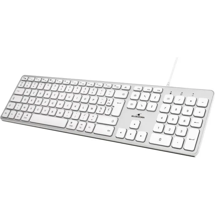 Bluestork Teclado para Mac con Cable, Diseño Francés, 13 Atajos Multimedia, Adaptador USB / USB-C Incluido Bluestork Teclado para Mac con Cable, Diseño Francés, 13 Atajos Multimedia, Adaptador USB / USB-C Incluido