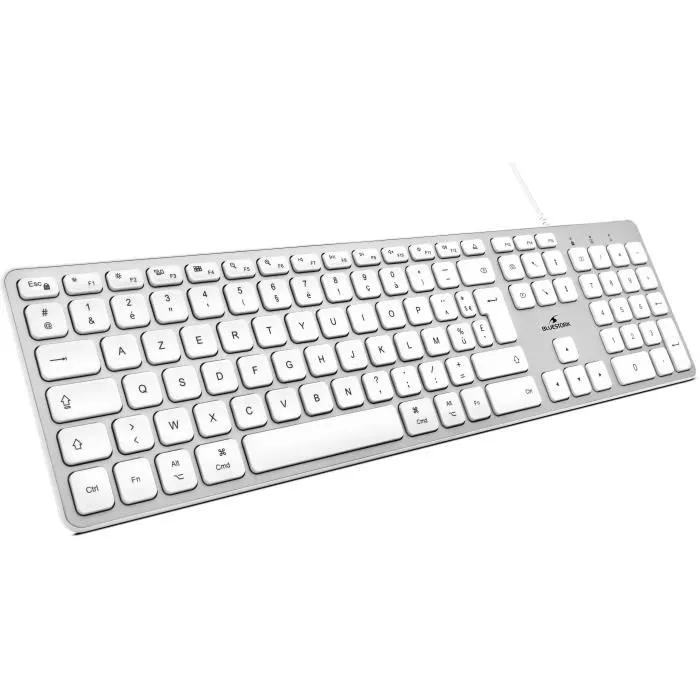 Bluestork Teclado para Mac con Cable, Diseño Francés, 13 Atajos Multimedia, Adaptador USB / USB-C Incluido Bluestork Teclado para Mac con Cable, Diseño Francés, 13 Atajos Multimedia, Adaptador USB / USB-C Incluido