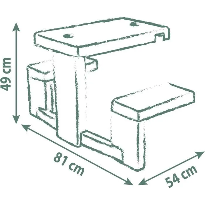 Smoby SMO810927WEB - Mesa de Picnic Adaptable a Casas Smoby, Incluye 2 Bancos